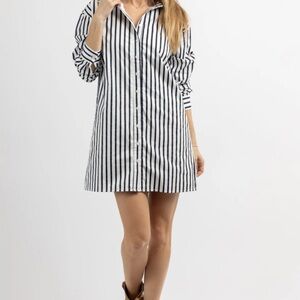 Striped Black and White Shirt Dress